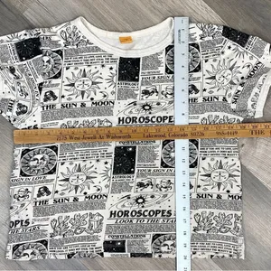 Vibe N Astrology Horoscope Crop Tee Shirt‎ Cream Black Medium thumbnail 10
