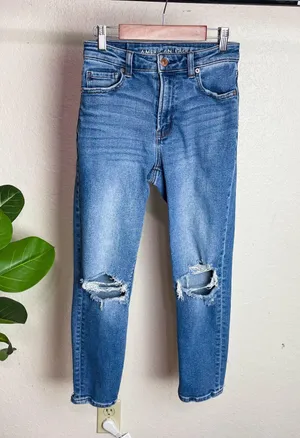 American Eagle Distressed Mom Jeans thumbnail 1
