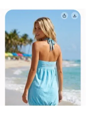 Y2K Baby phat Phat Blue Halter Swim Coverup Dress with Cat Logo Size L thumbnail 2