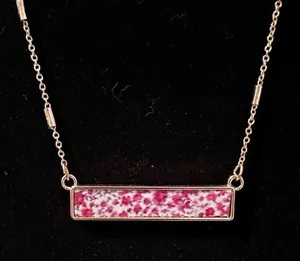 Boutique Gold pink floral pendant necklace thumbnail 2
