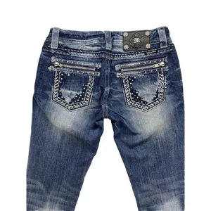 Miss Me Jeans Womens Size 27 boot cut blue Denim zippered rhinestone‎ Pockets thumbnail 2