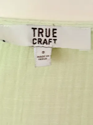 True Craft Sage Green Tie-Front Smocked Waist Tunic Gauzy Dress thumbnail 2