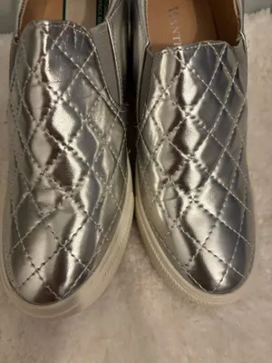 Silver slip on Metallic Sz.7 with wedge thumbnail 6