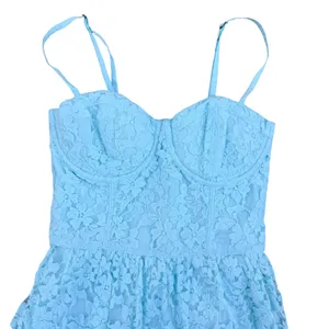 Abercrombie & Fitch Women's Sleeveless Lace‎ Mini Dress S Light Blue Corset Y2K thumbnail 3