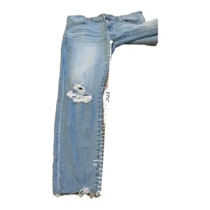 American Eagle Hi-Rise Light Wash Distressed Raw Hem Skinny Jegging‎ Jeans Sz 14 thumbnail 13