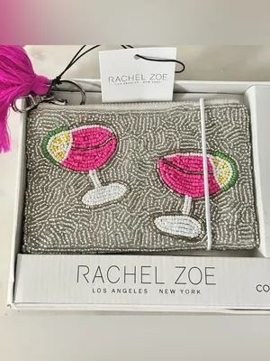 Rachel Zoe Silver Viral Beaded Martini Coin Purse Card Case & Charm Gift Set thumbnail 8