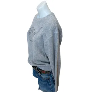 Highland Cow Heather Gray Sweatshirt SMALL Scottish Coo Oversized Pacific & Co thumbnail 3