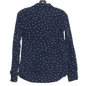 Tommy Hilfiger Top Anchor Nautical Preppy Coastal Academia Button Up Blue Small thumbnail 2