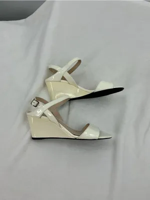 Prada Cream Patent Leather Ankle-Strap Heels B51 thumbnail 2