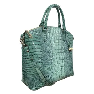 Brahmin Large Duxbury Satchel Bag Biscay Melbourne Blue Green Leather Croc thumbnail 4
