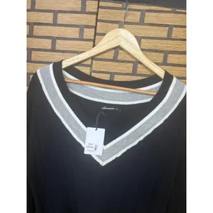 Olivaceous Black With Gray Stripe Cable Knit V‎ Neck Sweater Size Small thumbnail 3
