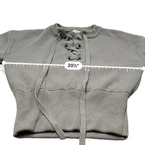 Urban Outfitters Lioness Gray Chunky Lace Up Knit Long‎ Sleeve Sweater Sz S thumbnail 10
