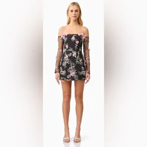 NWT Elliatt Gaia Black Floral Mini Dress Size L thumbnail 3
