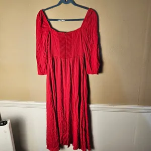 Reformation Womens Red Smocked Back Midi Dress‎ 0 thumbnail 2