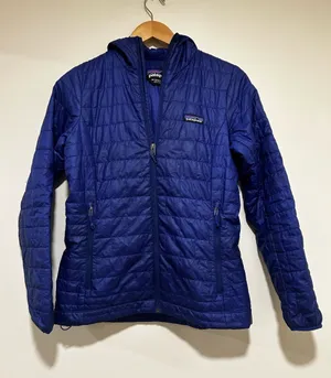 Patagonia Womens Hooded Nano Puff Jacket Royal Blue Size XS thumbnail 1
