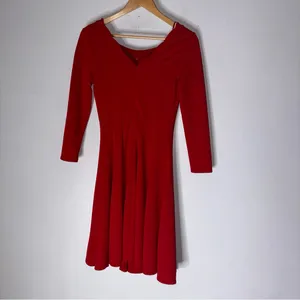 Anthropologie Sundays in Brooklyn XS Red Dress Scalloped Fit N Flare‎ Cocktail thumbnail 4