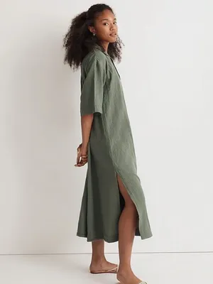 Madewell Lightestspun Cover-Up Maxi Shirtdress Sage Green Medium thumbnail 2