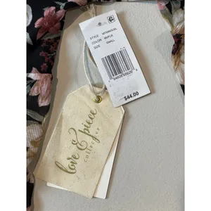 Love & Piece Collective Sheer Rayon V Neck Top Size S Floral Lace Detail NWT thumbnail 6