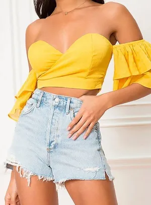 AGOLDE Jaden High Rise Distressed Denim Shorts Size 29 thumbnail 1