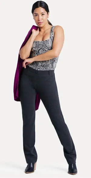 Betabrand Classic Straight Leg Yoga Dress Pants Gray‎ Small thumbnail 1