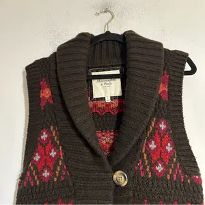 Vintage Abercrombie & Fitch Y2K Fair Isle Chunky Knit Wool Blend Sweater Vest thumbnail 2