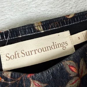 Soft Surroundings Floral Paisley Corduroy Pants Womens Black Orange‎ 2FT99 M thumbnail 2