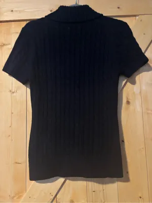 L.L. Bean Black Cable Knit Short Sleeve 100% Cotton Cardigan‎ Sweater Small thumbnail 7