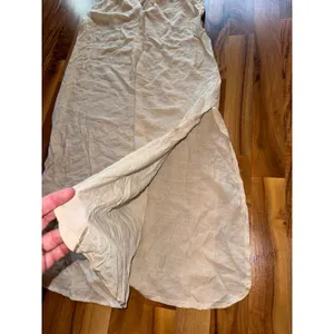 Cupshe Maxi swim cover XS Beige New Sleeveless Collared V-Neck‎ Side Slit Boho thumbnail 2