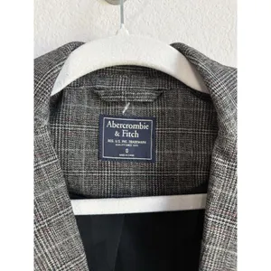 Abercrombie & Fitch Womens 0 Windowpane Single Button Blazer Gray‎ Plaid Stretch thumbnail 4