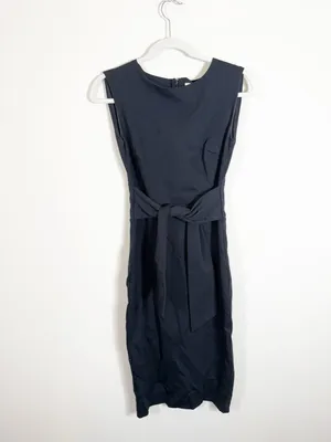 Boden Jessica Ponte Tie Front Midi Dress Black Size 4 thumbnail 4