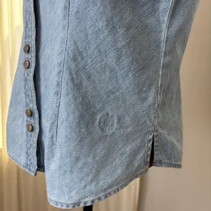 90s Vintage Bill Blass Denim Top M Button Front Western Cottage Coastal Grandma thumbnail 9