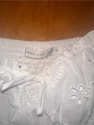 Altar'd State Paloma White Eyelet Tie-Front Mini Dress size L thumbnail 2