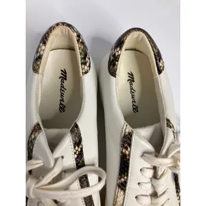 Madewell Sidewalk Low Top Sneakers Womens 8.5 White Excellent Snakeskin MA521 thumbnail 4