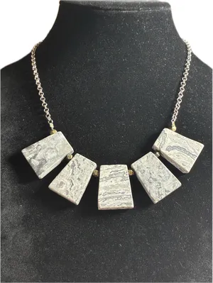 Picasso Marble Statement Necklace 19” Gray thumbnail 1