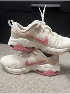 Nike White Sneakers with Coral Swoosh thumbnail 2