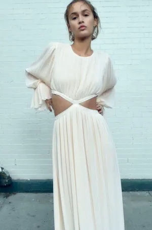 ZARA Maxi Cream white Dress thumbnail 1