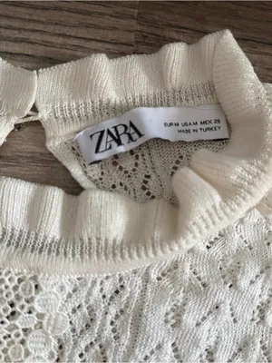 Zara Cream Lace Knit Top thumbnail 2