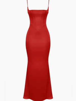 House Of CB Olivette Corset Red Satin Gown thumbnail 4