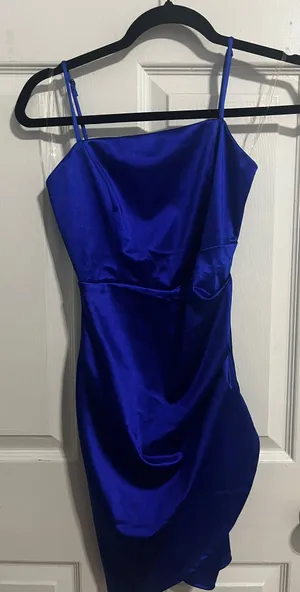 Dillards Satin Blue Mini Dress thumbnail 1