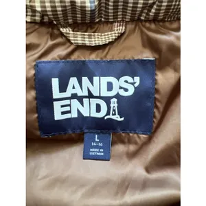Lands End Down Puffer Vest Brown Plaid Full Zip Outdoor Preppy Heritage thumbnail 5
