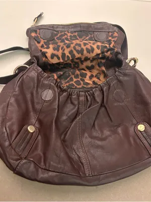 Bag Brown Leather Bag with Gold Hardware-leather! thumbnail 5
