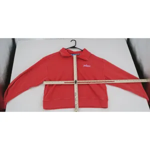 Prince Red Quarter Zip‎ Collared Sweatshirt Women's Cropped Casual Sporty thumbnail 2