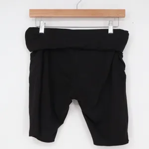 Black High Waisted Biker Shorts with Pockets Fold Over Waist Size Large thumbnail 3