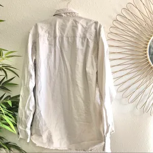 Levi's cream beige white button up down shirt Shacket jacket long sleeve thumbnail 3