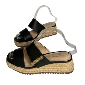 Liz Claiborne Black Espadrille Platform Sandals Size 6M Slide Wedge thumbnail 1