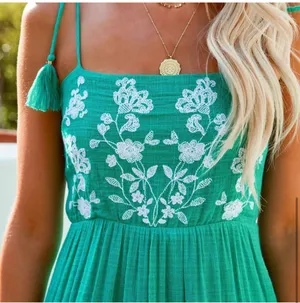 Vici NEW -PARISA EMBROIDERED TIERED MIDI DRESS - GRE thumbnail 8