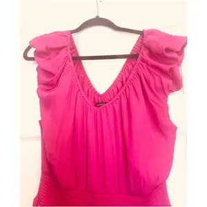Banana Republic Ruffle Maxi Dress Pink Size Large thumbnail 3