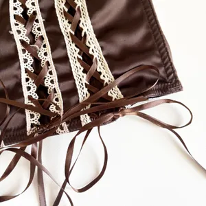Urban Outfitters Women Mandy Lace Up Brown Satin Coquette Ren Faire Corset Top M thumbnail 5