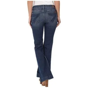 7 For All Mankind Dojo Jeans Dark Wash Denim Flared Embroidered Logo Women’s 25 thumbnail 2