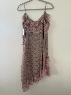 NWT Lucky Brand Coastal Cowgirl Coquette Floral Asymmetrical Midi Dress - Large thumbnail 8